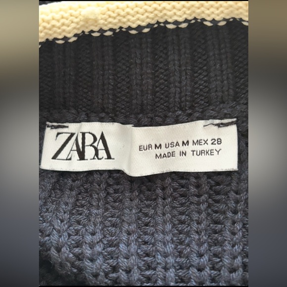 ZARA Navy Knit Crop Open Back Lace Up Sweater 2712/027/250 M - Picture 10 of 11